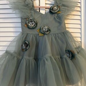 Joyfolie Green Floral Kids Formal Dress